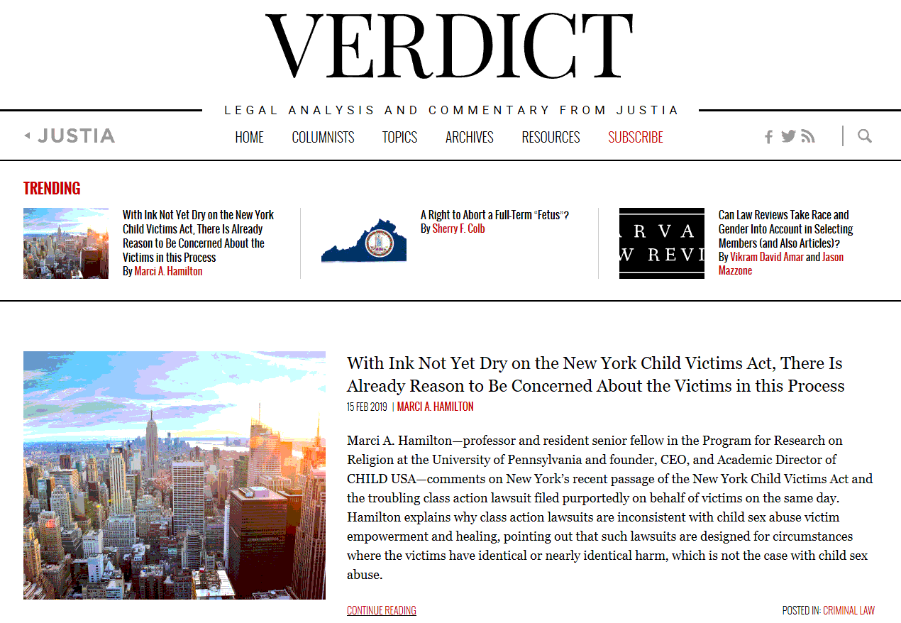 With Ink Not Yet Dry on the New York Child Victims Act, There Is Already Reason to Be Concerned About the Victims in this Process